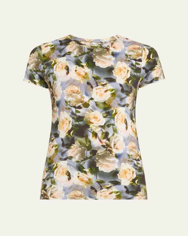 Ressi Short-Sleeve Distressed Floral Tee